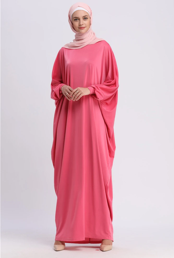 Women Muslim Dress Patchwork Long Batwing Sleeve Asymmetrical Plus Size Jilbab femme musulmane Dubai Turkish Islamic Clothing |