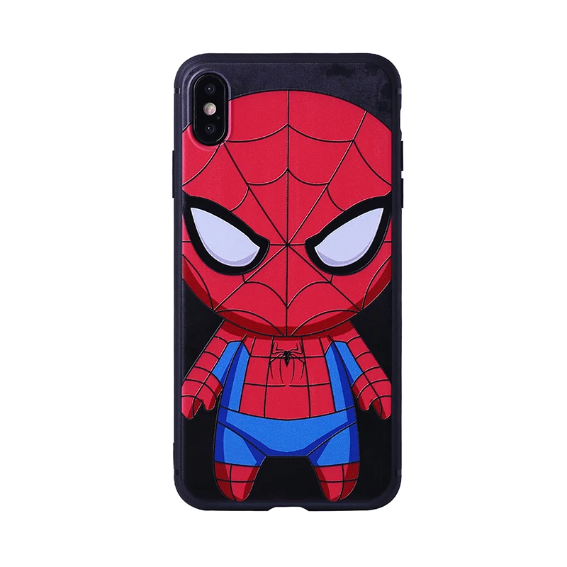 Spiderman Роскошный студенческий 3D Герой Супермен анимация силиконовый чехол для iPhone X XS XR XS Max iPhone 8 7 6 6S Plus Мягкий чехол для сотового телефона - Цвет: Spiderman