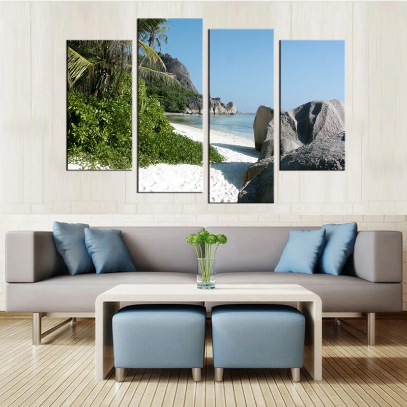 Настенная картина для украшения стен набор из 4 шт./компл. Пляжная Серия sea дома