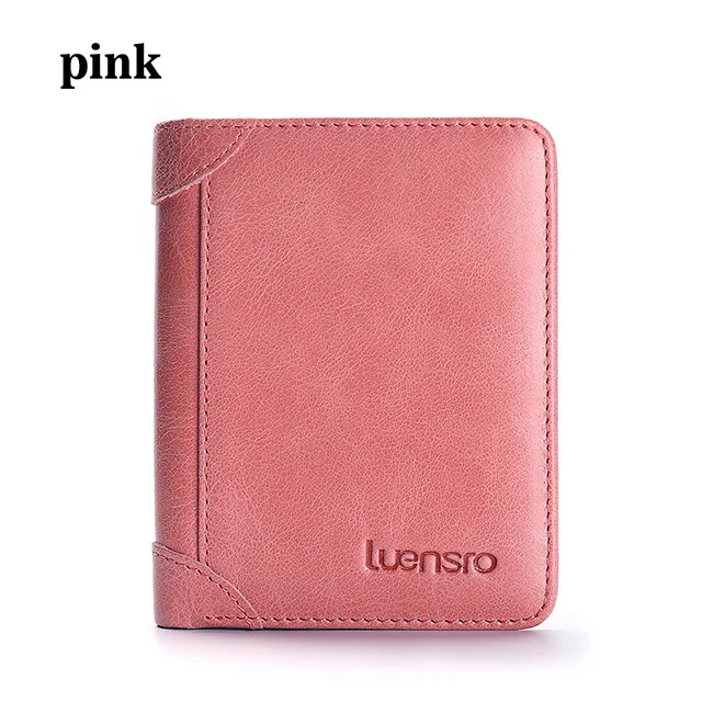 LUENSRO новые маленькие женские кошельки короткие женские из натуральной кожи женский кошелек держатель для карт Портмоне Карманы мини кошелек для женщин - Цвет: pink