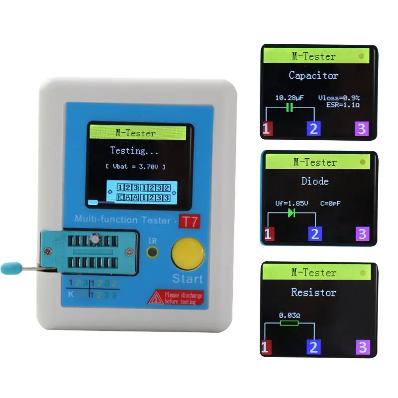 LCR T7 Новый транзисторный Тестер TFT диодный триодный измеритель емкости ESR