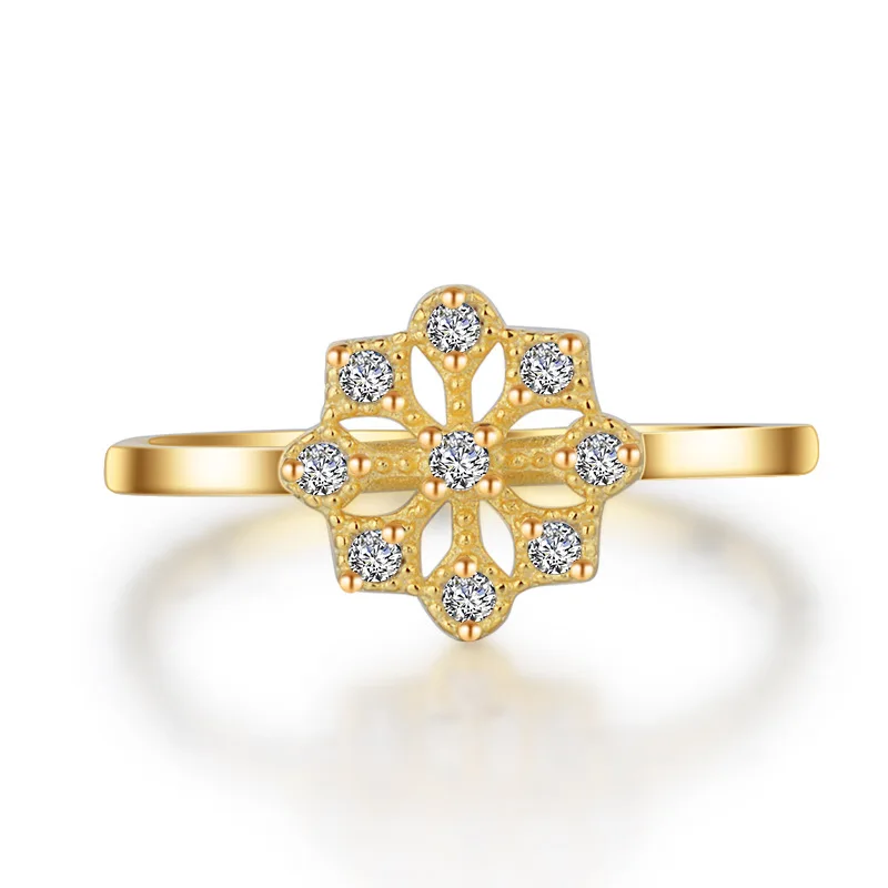 Женское Обручальное кольцо с фианитом золотистого цвета | Украшения и аксессуары