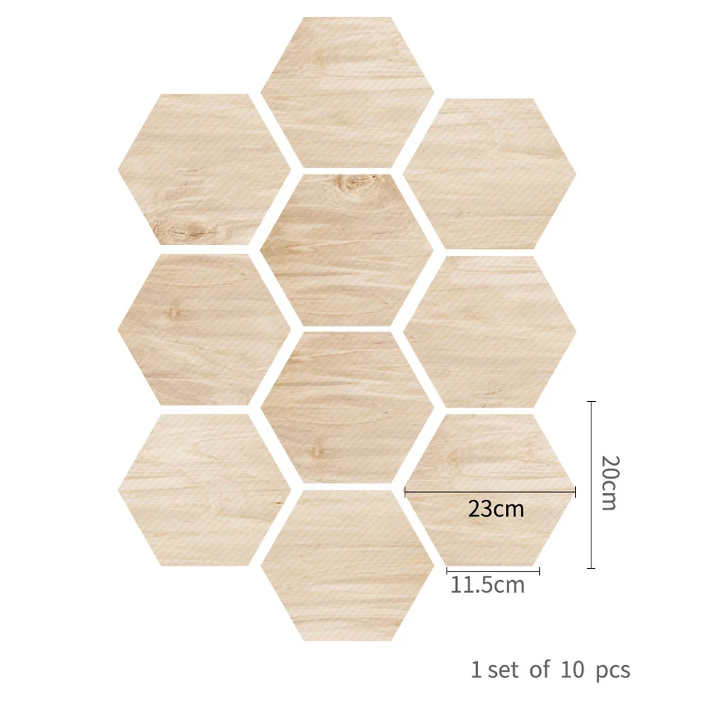 Assorted Color 10 шт. Шестигранная плитка наклейка ПВХ стикер на стену самоклеющаяся напольная наклейка - Цвет: Assorted Color