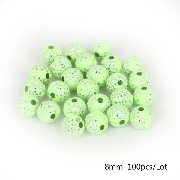 Grass Green 100 шт 8 мм цветные пластиковые круглые акриловые бусины для поделок, украшение для альбома - Цвет: Grass Green