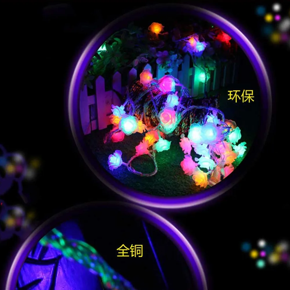20 светодиодный цепочка цветов розы Luces светодиодный s украшения сказочные огни для свадьбы дома День святого Валентина события вечерние гирлянды Декор Luminaria