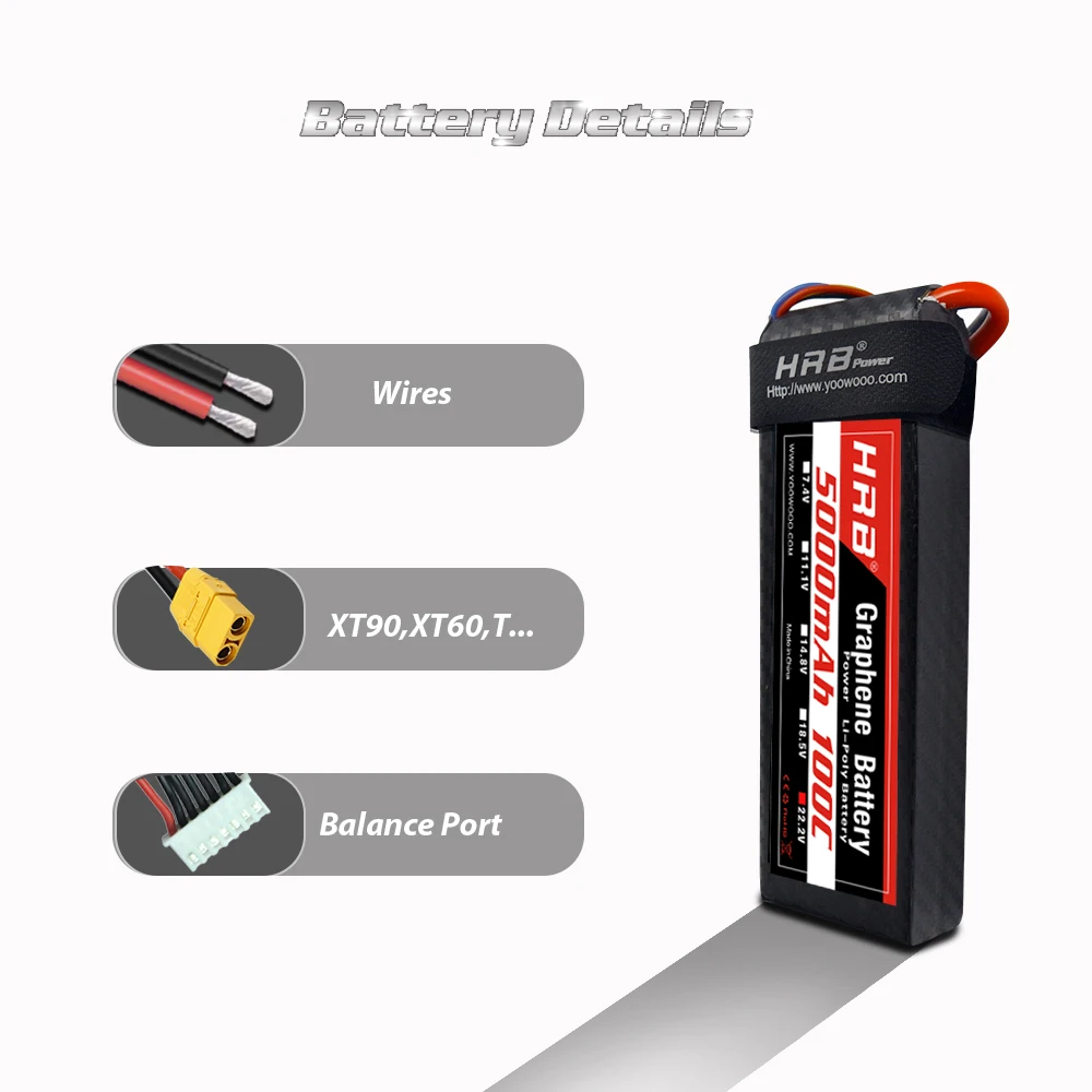HRB Высокая скорость разрядки Graphene 5000mAh 6S 22 2 V батарея 100C Max 200C XT90 EC5 грузовик для RC