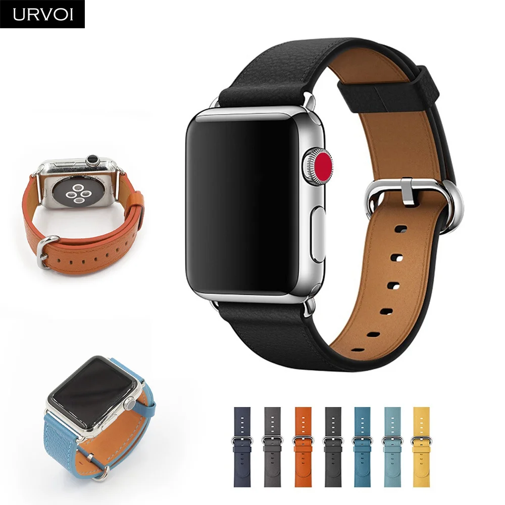 URVOI кожаный ремешок для Apple Watch series 4 3 2 1 Классический ремень с пряжкой iwatch из