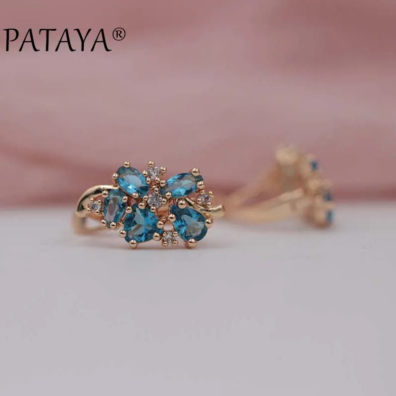 Pataya Multi-Цветной Зеленый Натуральный циркония серьги 585 розовое золото RU Hot эксклюзивные Дизайн Jewelry Женская водонепроницаемая grop серьги
