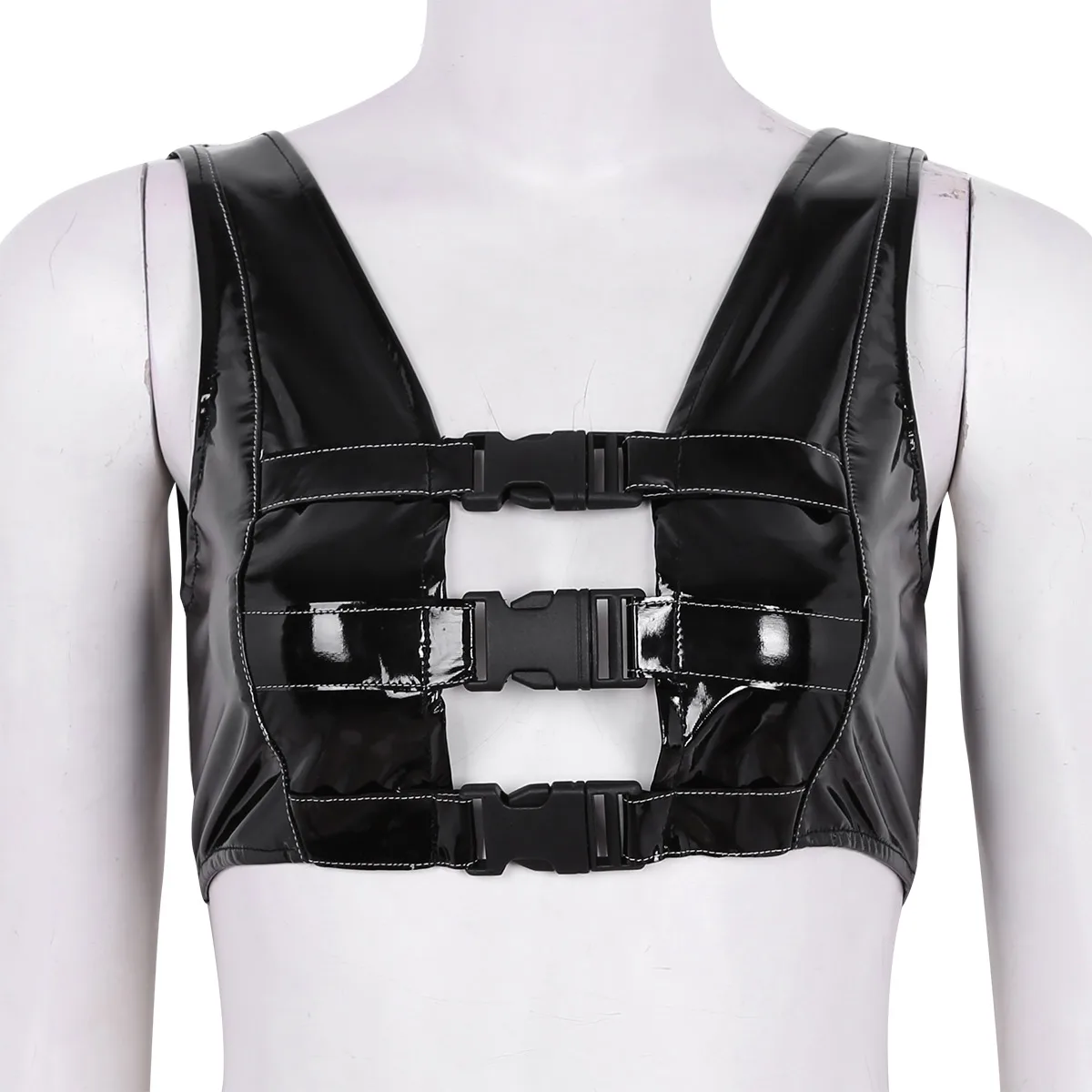 Женский кроп топ без рукавов из ПУ кожи|Резервуары| |