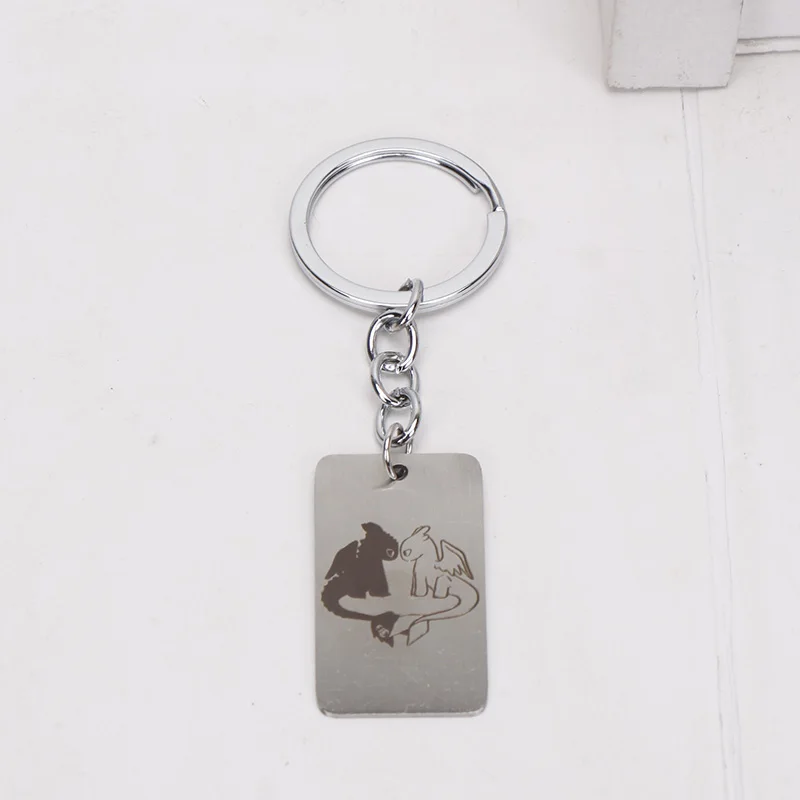 Stainless Keychain 1 12 шт./компл., футболка с изображением героев мультфильма «Как приручить дракона фигурки Беззубик, ночная фурия кошмар отвратительного пристеголов, Цепочки и ожерелья брелок игрушка из ПВХ - Цвет: Stainless Keychain 1