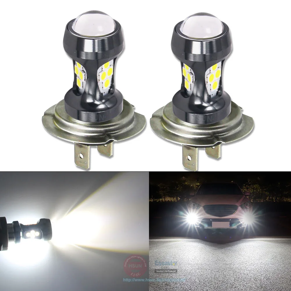 

Eseastar 2Pcs Car Front Fog Lights Daytime Running Light H7 LED Bulbs High Power 2000LM White Yellow Auto H 7 Lamp 12-24V