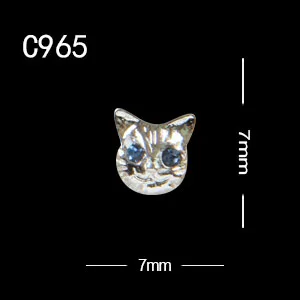 C965 10pcs/lot New Year Feature Alloy Heart Fish Pig Rabbit Cat Head Nail Art 3d Jewelry Rhinestones Nail Tips Decorations - Цвет: C965