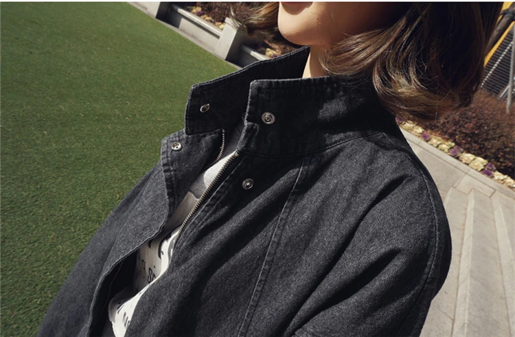 Куртка женская джинсовая средней длины свободная ветровка из денима