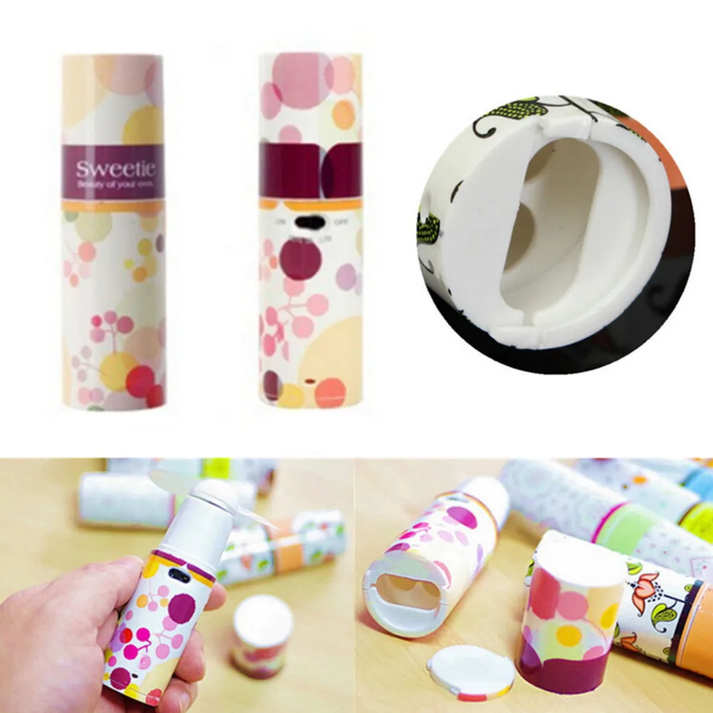 Летний портативный вентилятор для бальзама губ с цветочным принтом Новое