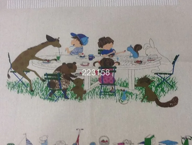 

cotton & linen 150cm dswide tolie friends printed, for cushion,bag,table cloth,napkin,tea towel.zakka