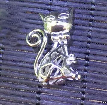 925 Стерлинговое Серебро медальон в виде кошки клетка кулон фитинг сделай сам