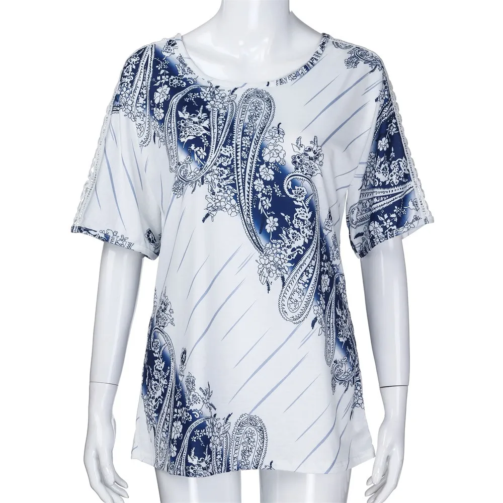 Женская свободная летняя блуза с круглым вырезом женская рубашка коротким