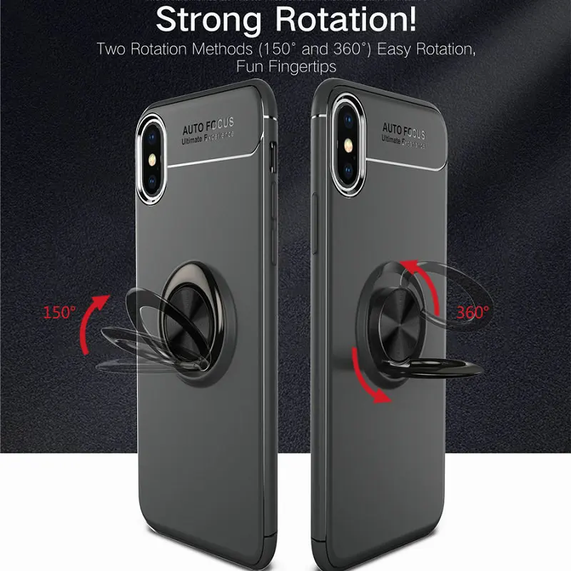 Роскошный чехол для телефона с вращающимся кольцом 360 iPhone 5 6 7 8 plus X Магнитная