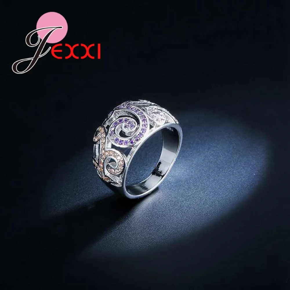 Fashion Hollow Ring 3 Color Micro CZ Crystal Paved 925 Sterling Silver Jewelry For Women Girls Best Gift Bague Bijoux | Украшения и