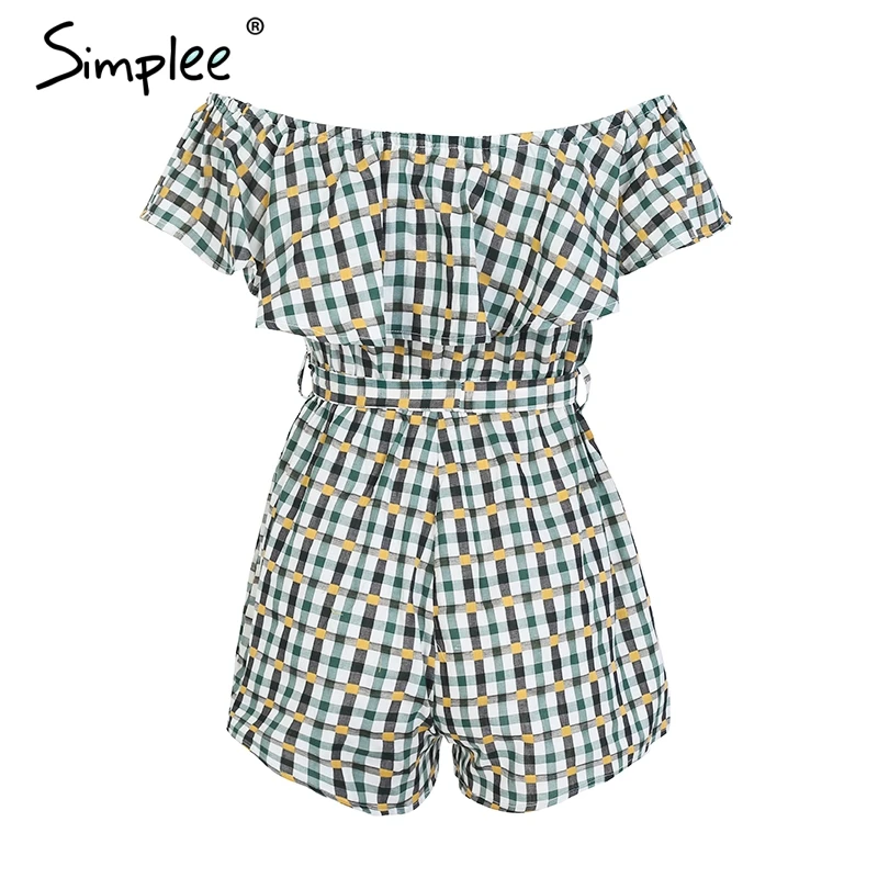 Simplee комбинезон в клетку с открытыми плечами и рюшами женский открытой спиной