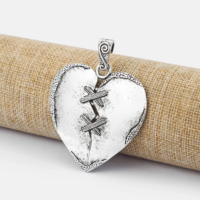 2pcs Large Heart Clothing Buckle Shaped Charms Injured Pendants For Necklace Jewelry Making Finding 57x55mm | Украшения и