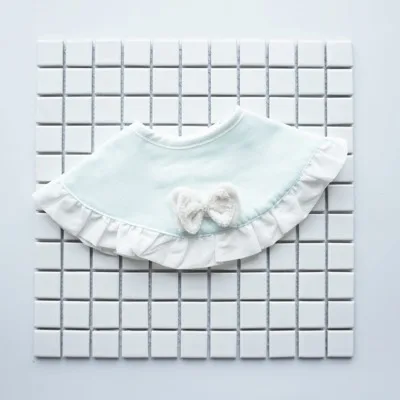 light blue with bow Японский 360 градусов нагрудник слюна полотенце милые кружевные нагрудники Слюна полотенце красный бант съемный нагрудник Поддельный Воротник - Цвет: light blue with bow