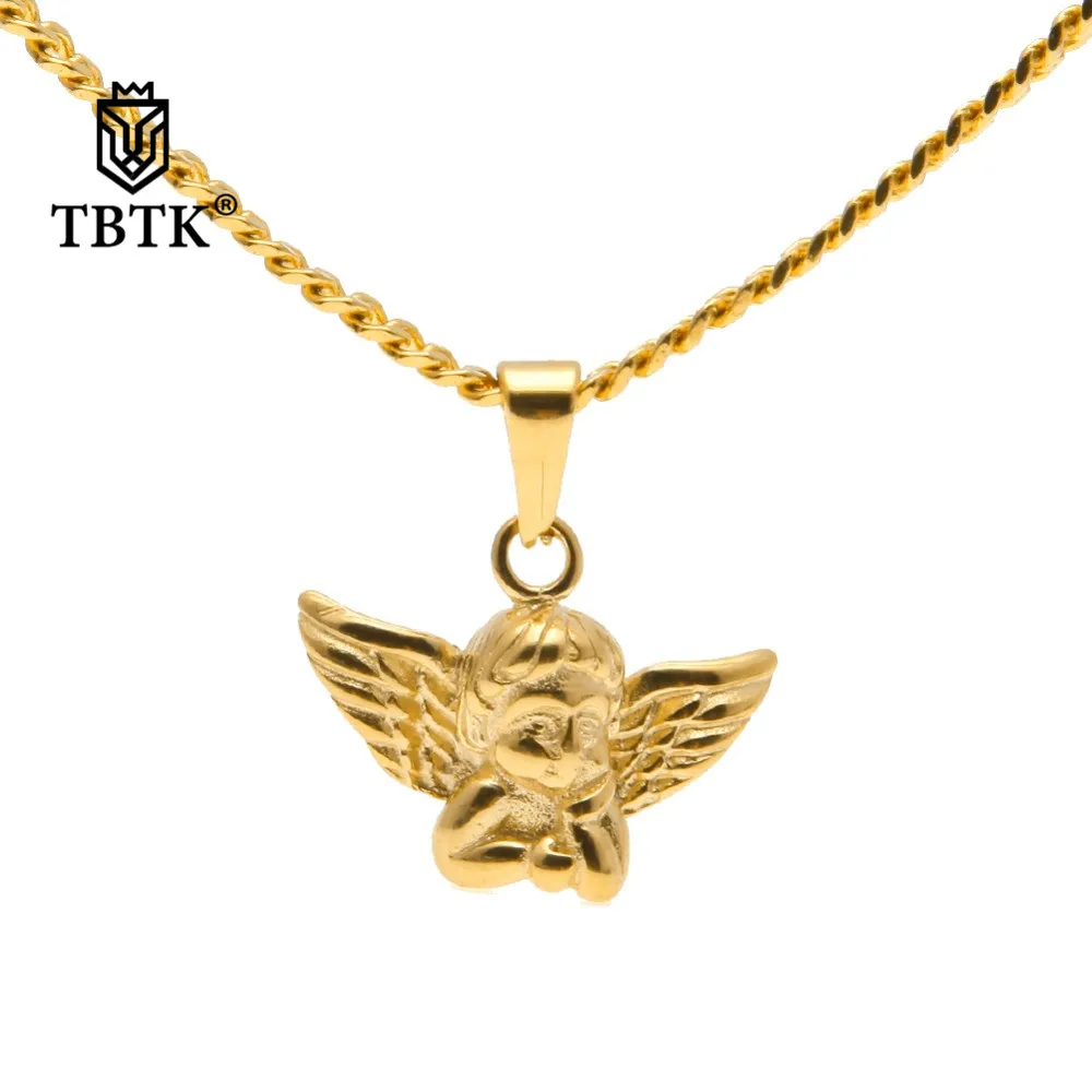 

TBTK Золотая крошечная Подвеска для детей, ожерелье, милое детское ожерелье с крыльями, модное ювелирное изделие, трендовый кулон в стиле панк...