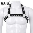 ГОРЯЧИЙ ХИТ! Мужские регулируемое эластичное кольцо Искусственная Кожа X Форма обратно нагрудный ремень для тела ремень с металлической O-образных уплотнительных кольца Косплей клуб бондаж костюмы