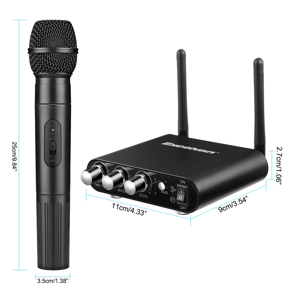 Excelvan K38 беспроводной микрофон Bluetooth приложение Регулируемый эхо профессиональный микрофон для образования вечерние с приемником