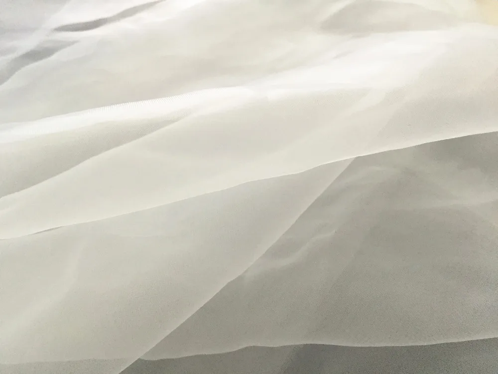 Бело кремовый белый 3 м/лот 150 см широкий тонкий легкий вес мягкая Органза