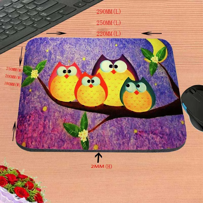 Лучшее качество коврик для мыши на заказ двух сов рисования картин красивый