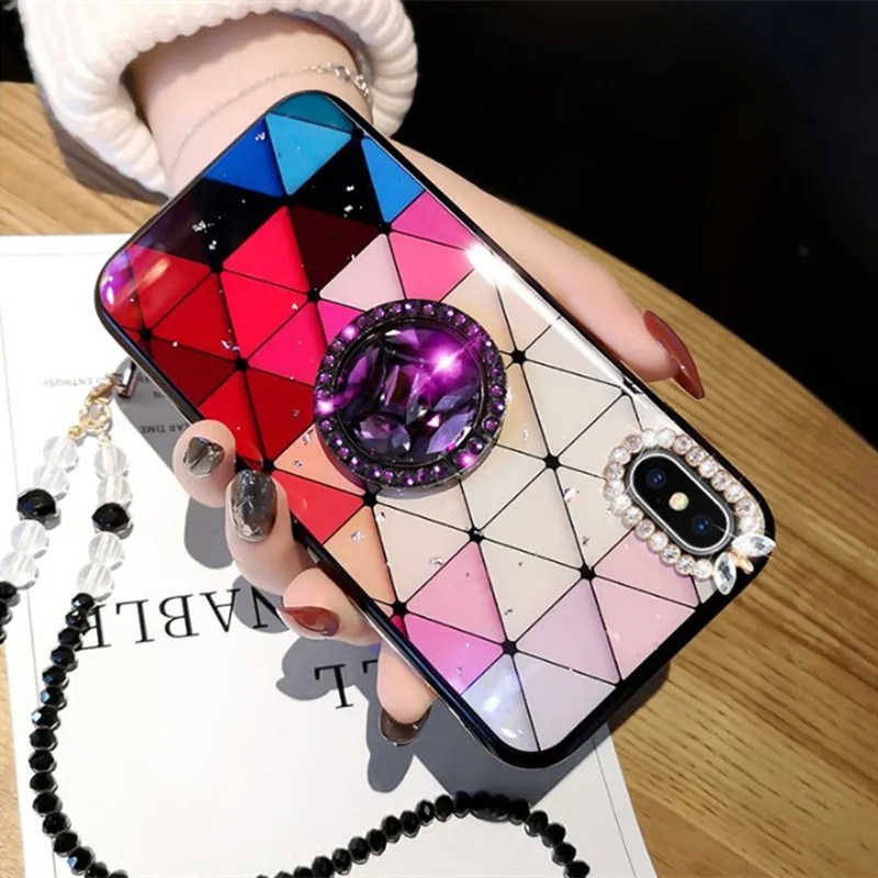 Чехол для iPhone 7 8 6 6s плюс Plus X XS MAX XR Блеск Алмазный с 360 градусов вращения подставка