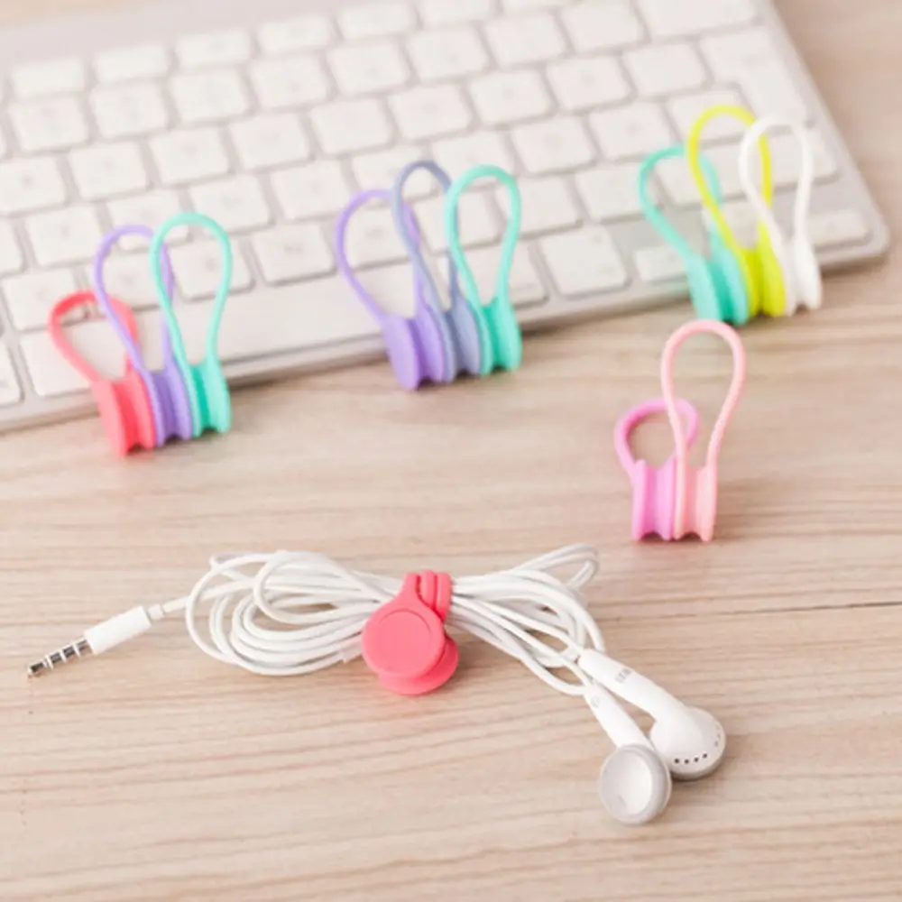 3pcs/pack Cute Magnet Earphone Cable Holder Clips Korean Fashion Stationary Cord Winder Organizer Desk Accessory Office Set|Письменный