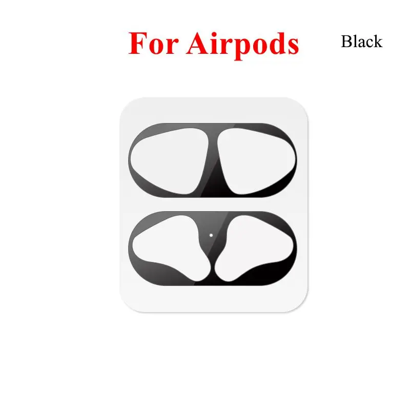 Black For Airpods Металлическая пыль гвардии для Airpods 2 чехол Bluetooth Беспроводной наушники чехол пылезащитное ультра-тонкий металлический для Airpods фильм Стикеры - Цвет: Black For Airpods