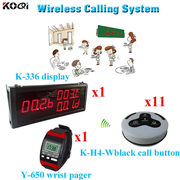 

Restaurant Bell System Smart Buzzer And Electric Bell Set (1 display 1 wrist watch 11 call button)