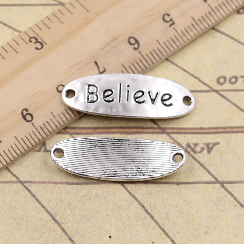 20 шт. подвески соединитель Believe Link 30x10 мм античная бронза серебряный цвет сделай
