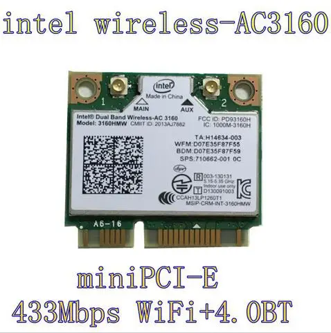 Двухдиапазонный беспроводной процессор Intel AC 3160HMW AC3160 3160HMWAC AC3160HMW мини PCI Express