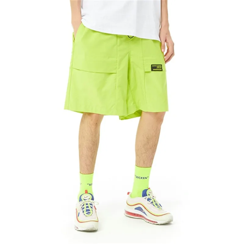 Fluo Neon Green Asymmetry Cool Summer Board Shorts Lightweight Skin | Мужская одежда
