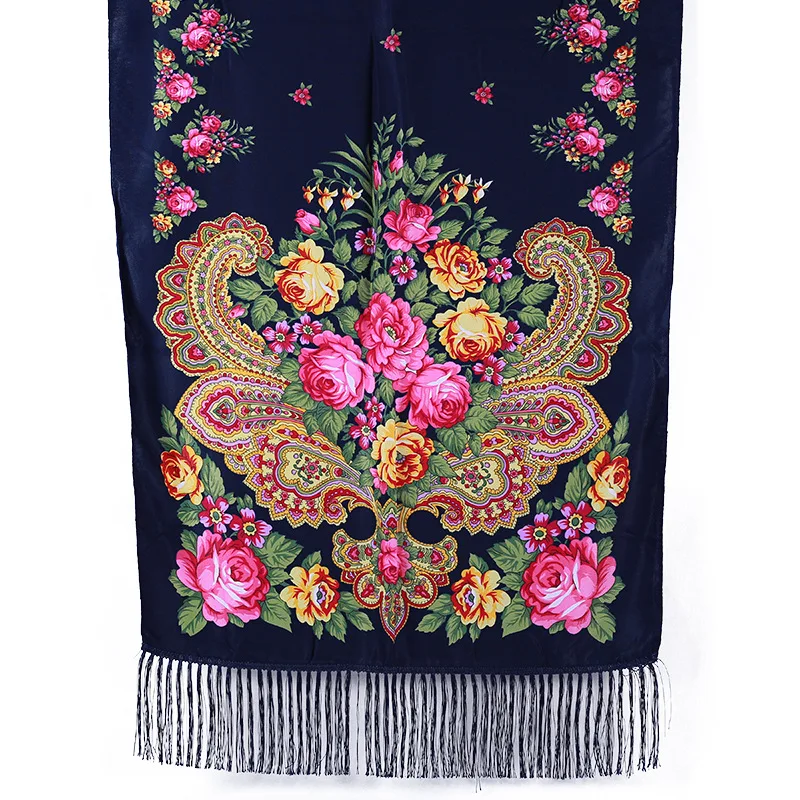 twill silk scarf crinkle hijab Printed long scarf Twill cotton fringed shawl Rose tassel luxury scarf foulard femme musulman