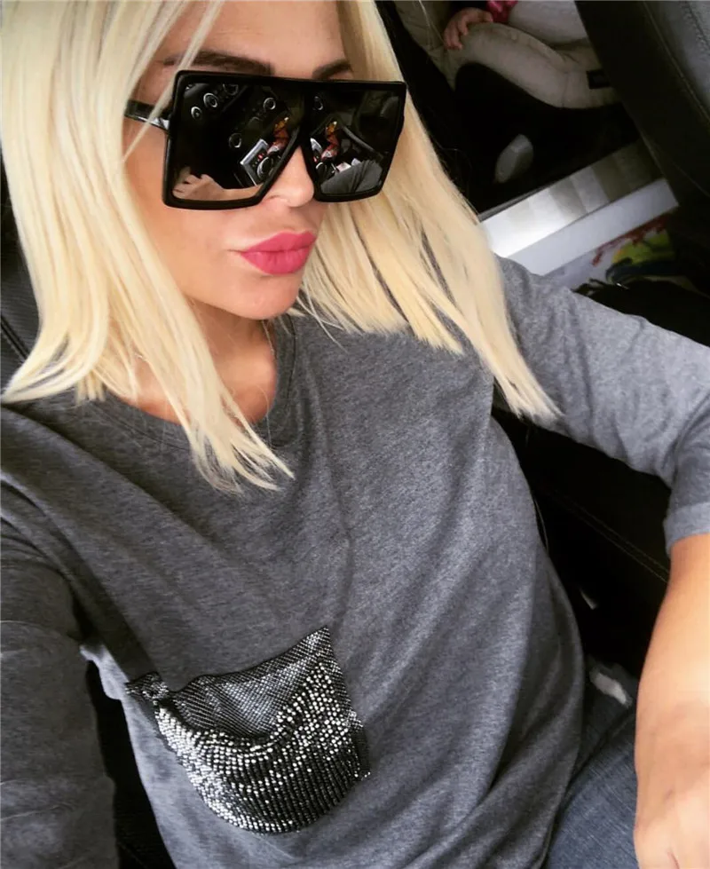 Солнцезащитные очки для женщин и мужчин Квадратные Зеркальные модные в оправе из