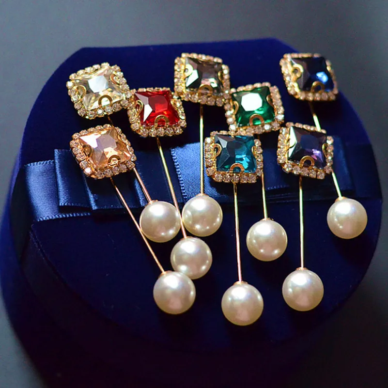 Модная популярная простая квадратная брошь с кристаллами булавка на пальто