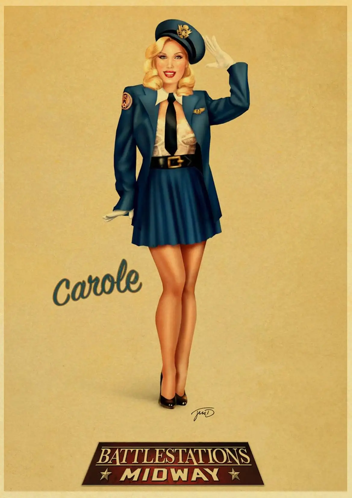 Вторая мировая война Америка Pin up girl Sexy girl винтажный бумажный плакат настенная живопись украшение дома 42X30 см 30X21 см - Цвет: E104