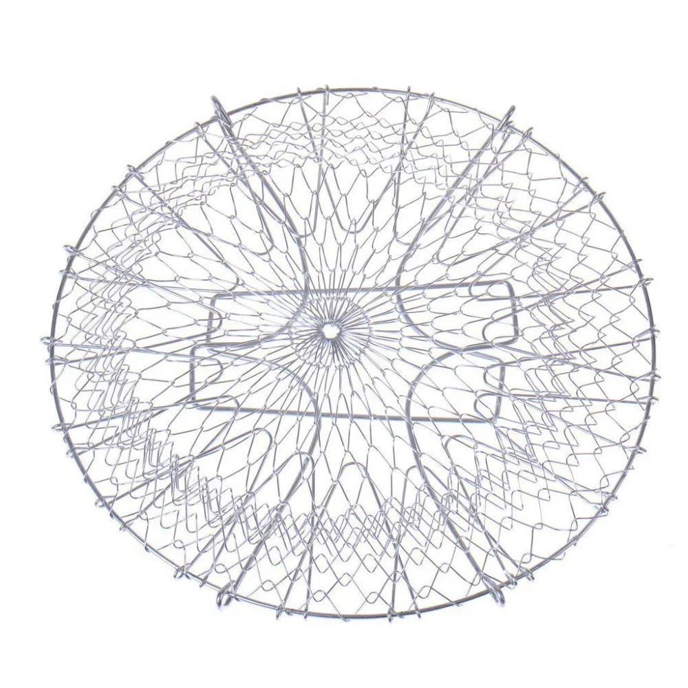 Нержавеющая сталь складной промывка паром штамм шеф повар Корзина Дуршлаг
