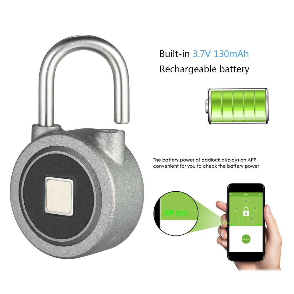 

Newest Smart Keyless Fingerprint Lock APP Button Password Unlock Waterproof Anti-Theft Padlock Door Lock for Android iOS System
