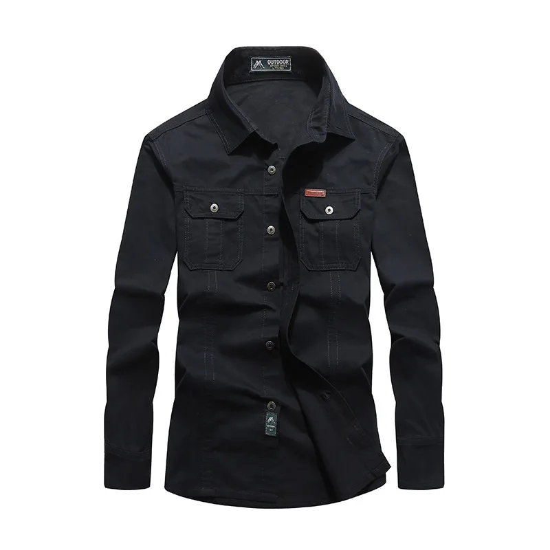 Джинсовая рубашка Для мужчин Camisa Masculina в стиле милитари Армейский зеленый