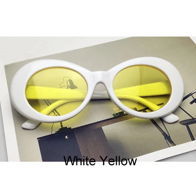 White Yellow Ralferty ретро овальные солнцезащитные очки модные солнцезащитные очки для мужчин и женщин Винтажные белые UV400 Солнцезащитные очки женские мужские очки - Цвет линз: White Yellow