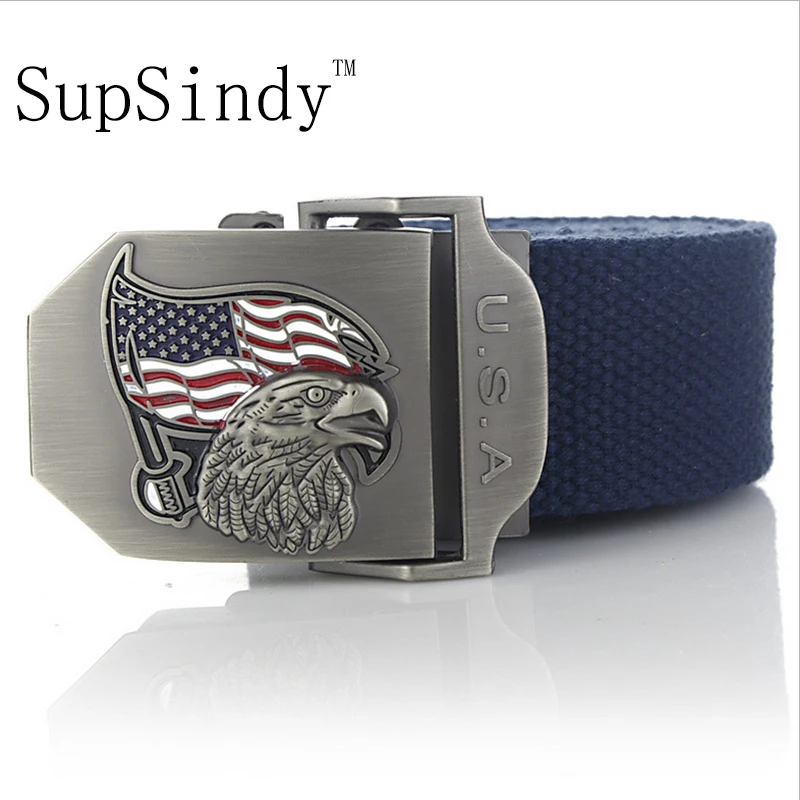 SupSindy men&women Canvas belt USA eagle metal buckle luxury military belt Army tactical belts for Male high quality men strap
