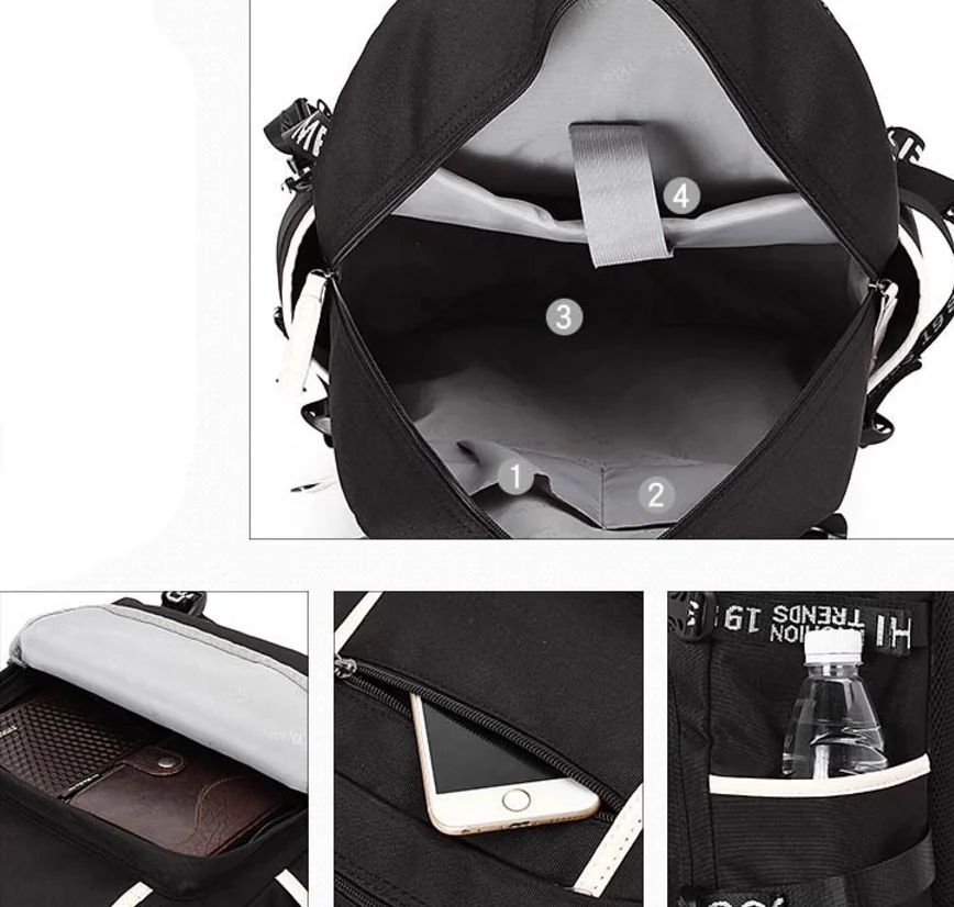 DBH Detroit рюкзак школьная сумка для студентов на плечо ноутбука черная Дорожная