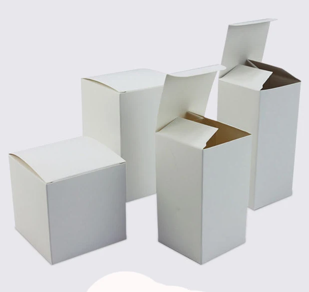 

50 pcs Foldable white kraft Paper box Cardboard gift box with lid ,Jewelry Event Wedding Candy Chocolate Cake DIY Soap Packagin