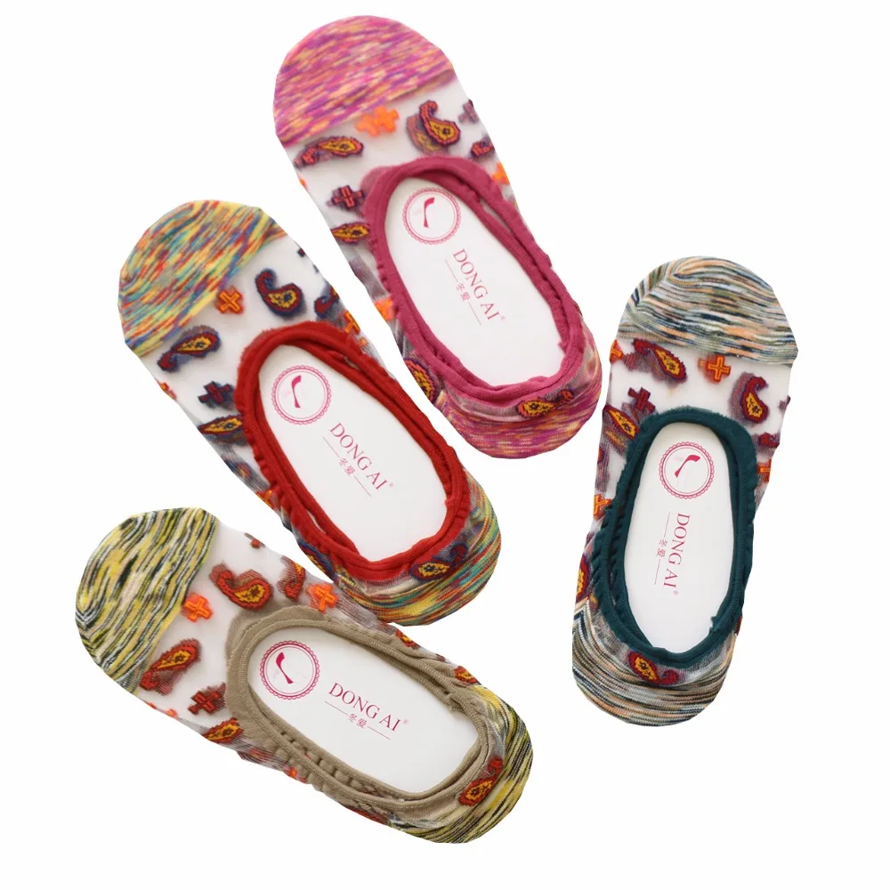 Новинка 4 пар/лот женские хлопковые носки с китайскими этническими цветами